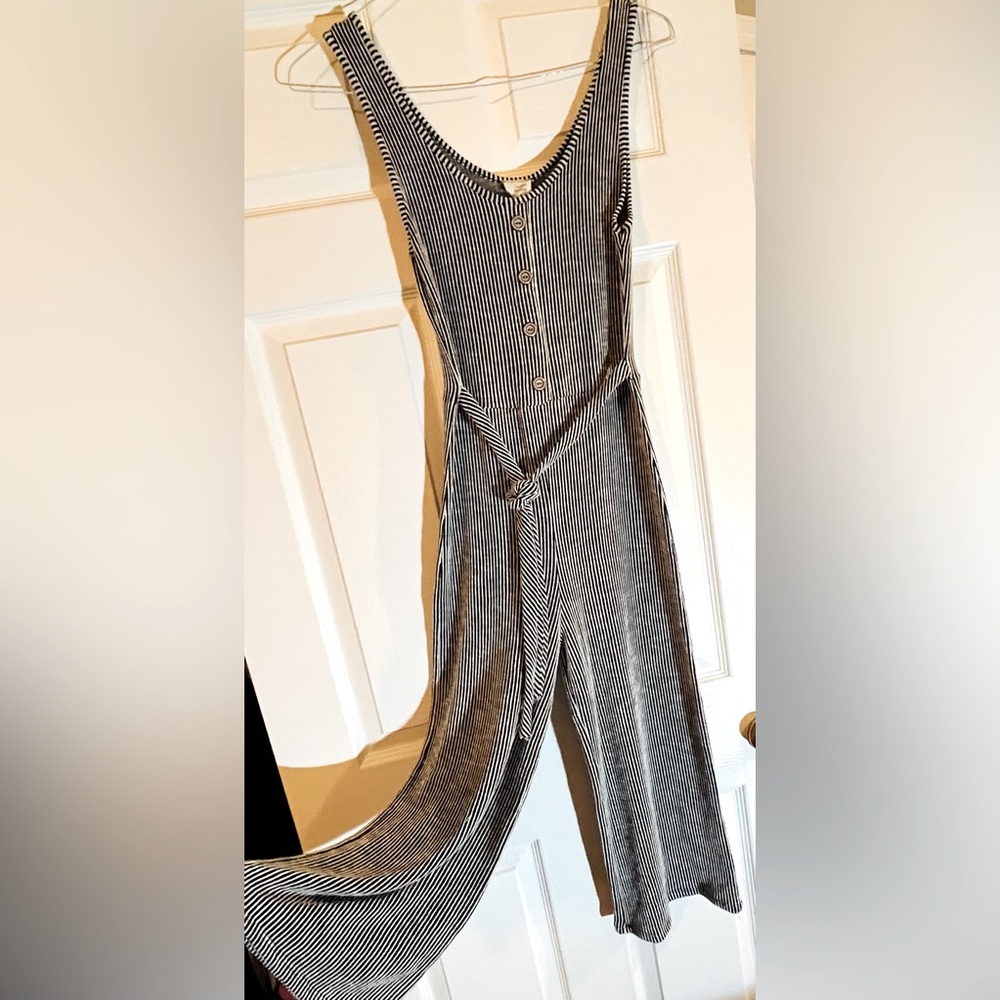 women’s M black/white striped jumpsuit